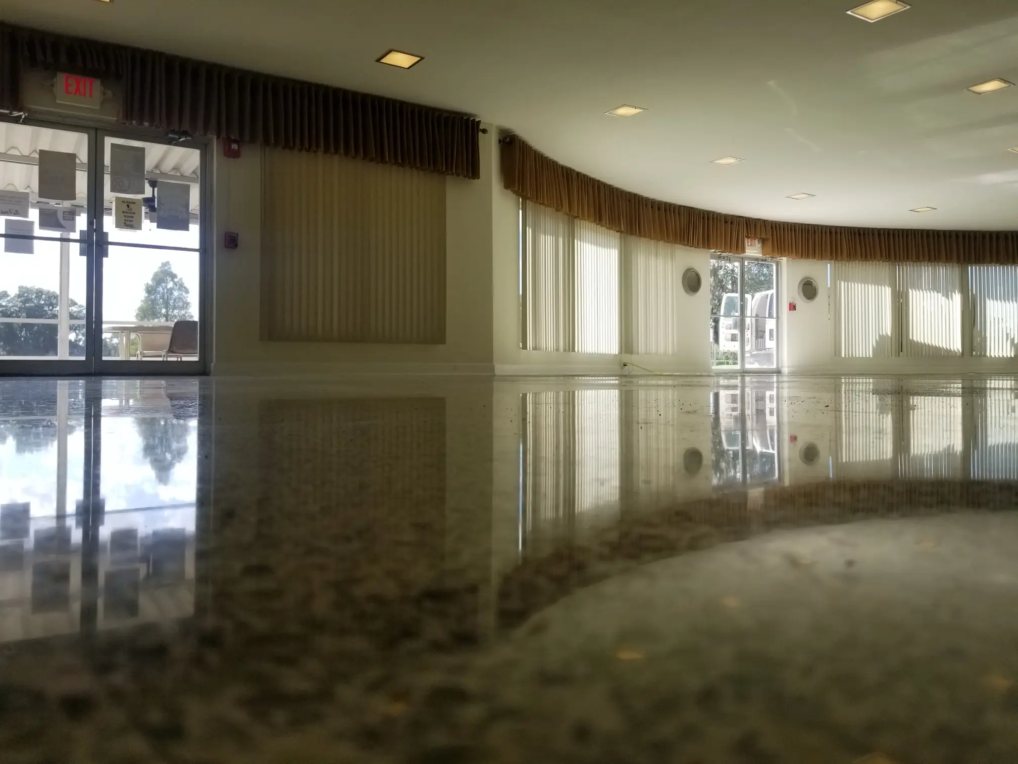 Freshly polished terrazzo floors inn the Treasure Coast