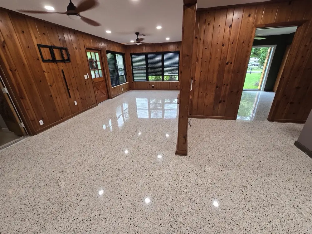 Old Florida home Terrazzo after polishing wide angle
