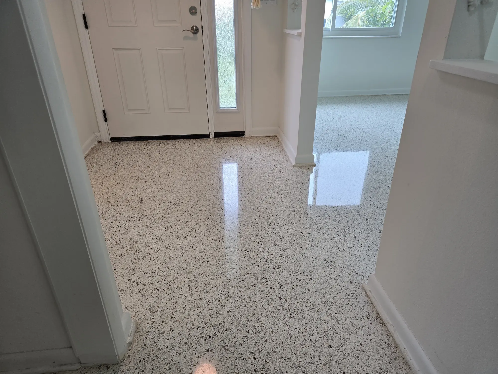Stained terrazzo floors after Classic Terrazzo and Marble services